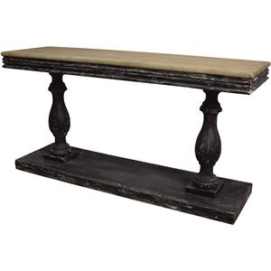 Leeds & Co 31"H x 17.5"W Black Vintage Wood Console Table | Homesquare