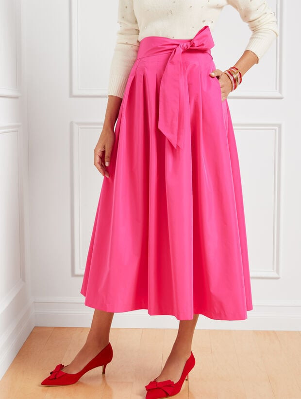 Taffeta Pleated Fit & Flare Skirt | Talbots