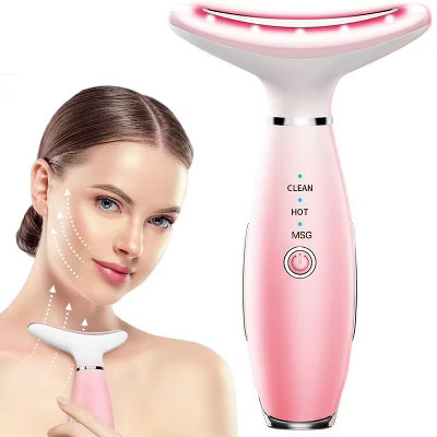 YEVYO Neck Face Massager, Skin Care Face Massage Tool, 3-in-1 Facial Massager, Face Sculpting Tool with Thermals, Vibration (Pink) | Target