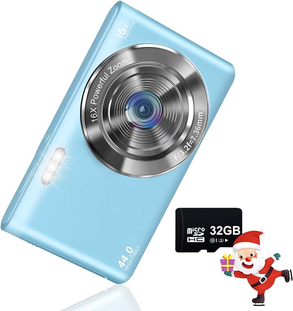 Digital Camera, VJIANGER 4K Digital Camera for Kids with 32GB SD Card 16X Digital Zoom, Compact P... | Amazon (US)