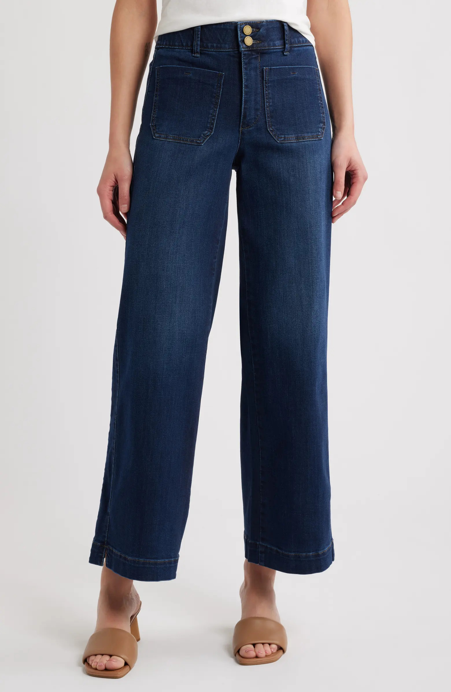 Wit & Wisdom Emma Patch Pocket High Waist Wide Leg Jeans | Nordstrom | Nordstrom
