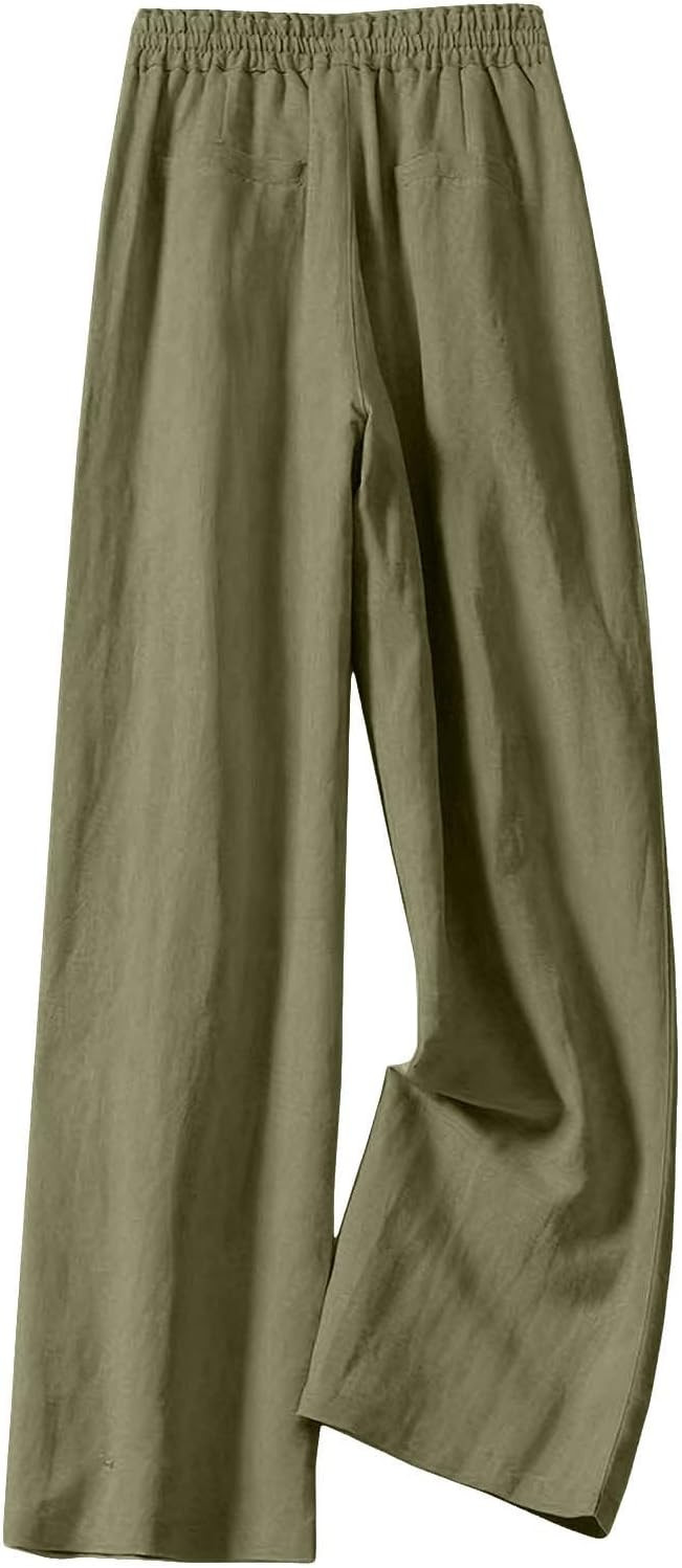 9 Points Pants Cotton and Linen Wide Leg Pants for Women High Waisted Spring and Autumn Loose Sli... | Amazon (US)