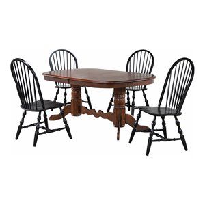 Sunset Trading Andrews 5-Piece 96" Extendable Wood Dining Set in Black/Cherry | Cymax