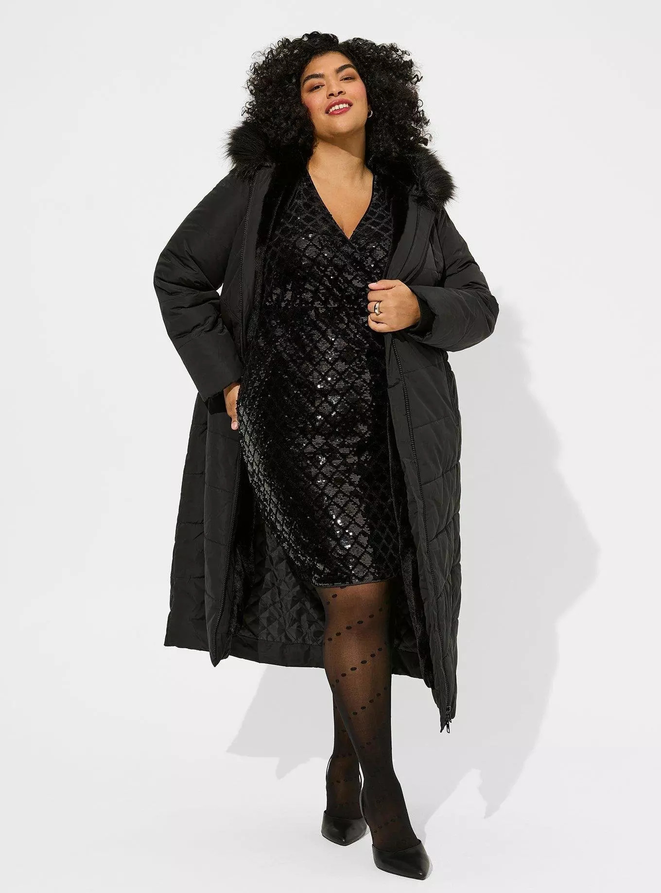 Mini Velour Sequin Surplice Dress | Torrid (US & Canada)