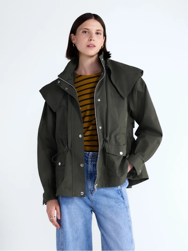 Free Assembly Women's and Women's Plus Cinched Utility Jacket with Hood, Sizes XS-4X | Walmart (US)