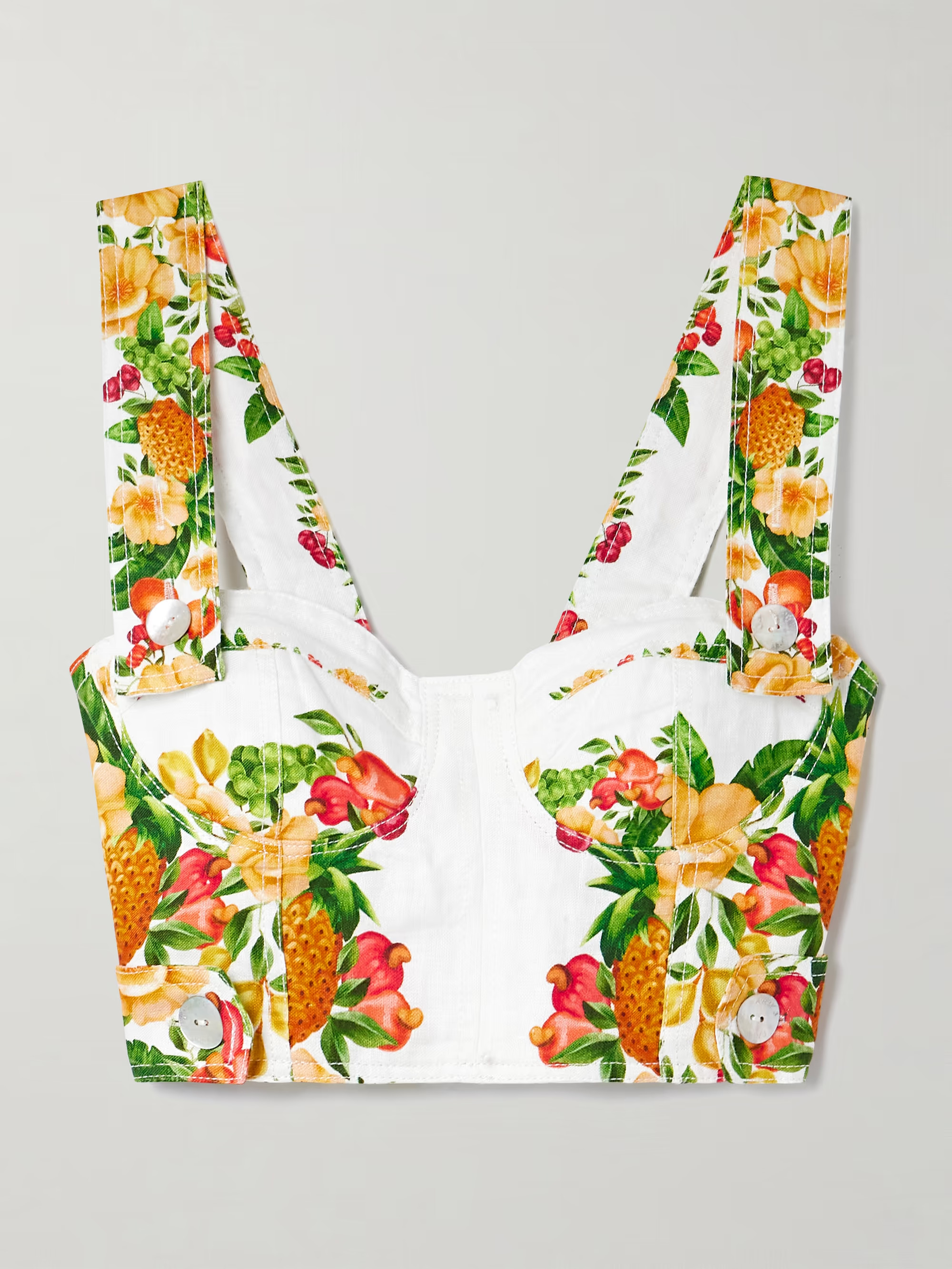 FARM RIO Cropped printed linen top | NET-A-PORTER APAC