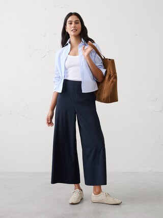 High-Rise Wide-Leg Airstretch Pull-On Cropped Pant | Banana Republic Factory