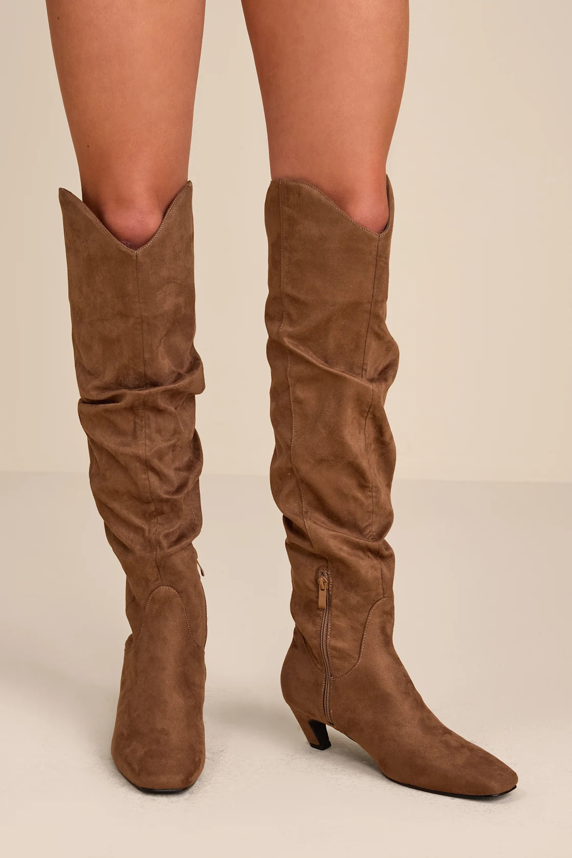 Jemma Taupe Suede Slouchy Knee-High Boots | Lulus