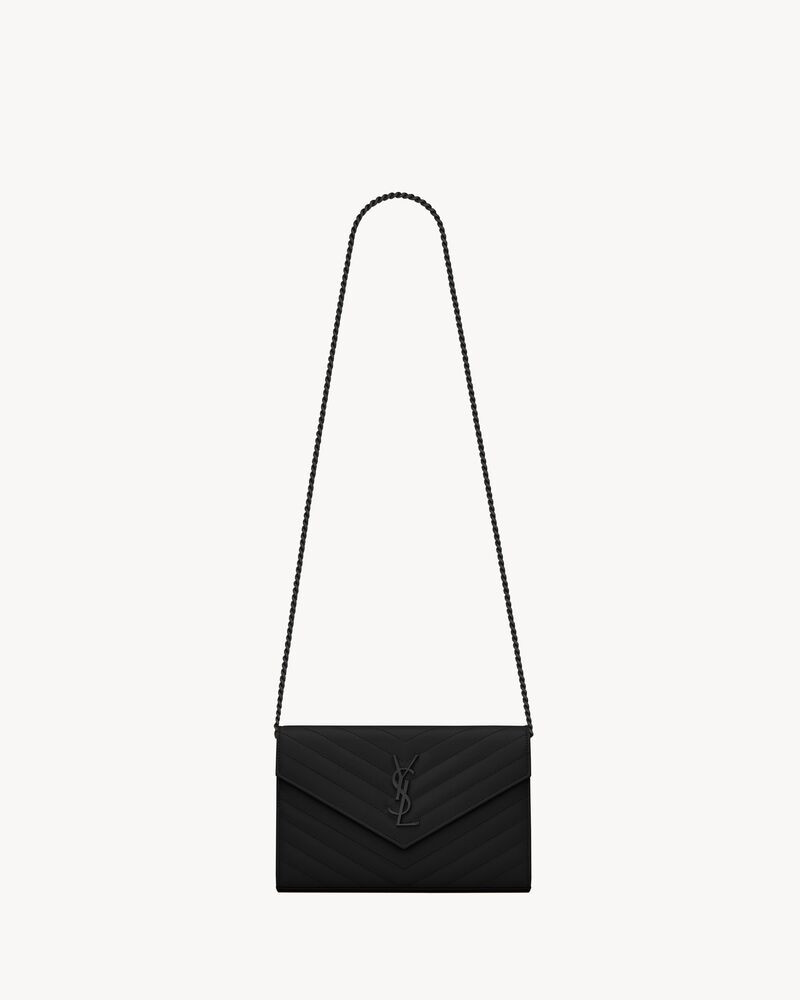 cassandre saint laurent matelassé chain wallet in grain de poudre embossed leather | Saint Laurent Inc. (Global)