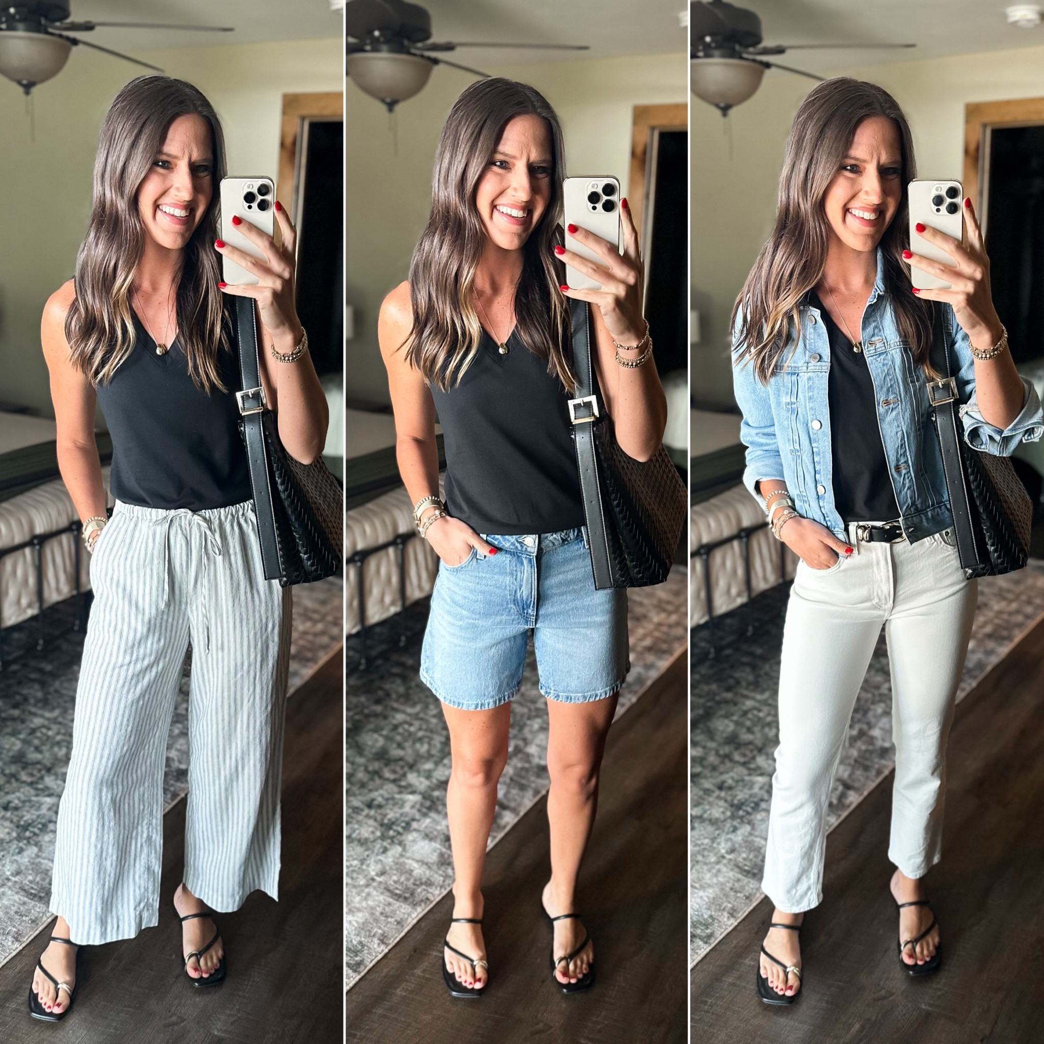 Summer Capsule Wardrobe - Black Tank

Tank (small) 
Linen pants (small) 
Shorts (size 2) 
Denim jacket (small) 
White jeans (size 27) 


#LTKStyleTip #LTKFindsUnder100 #LTKFindsUnder50