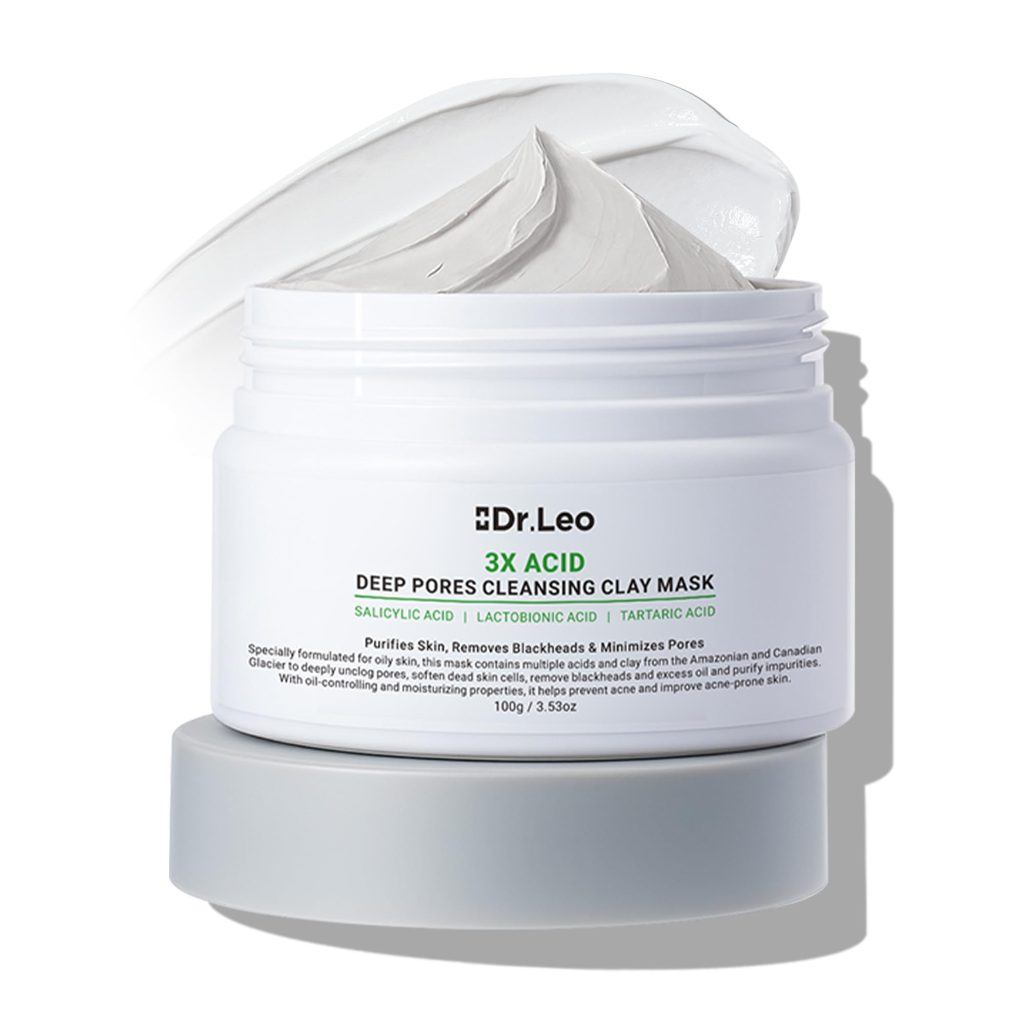 Dr.Leo Amazonian White Clay & Glacier Clay 3X Acid Clay Mask, Deep Clean Pores & Oil Control,Exfo... | Amazon (US)