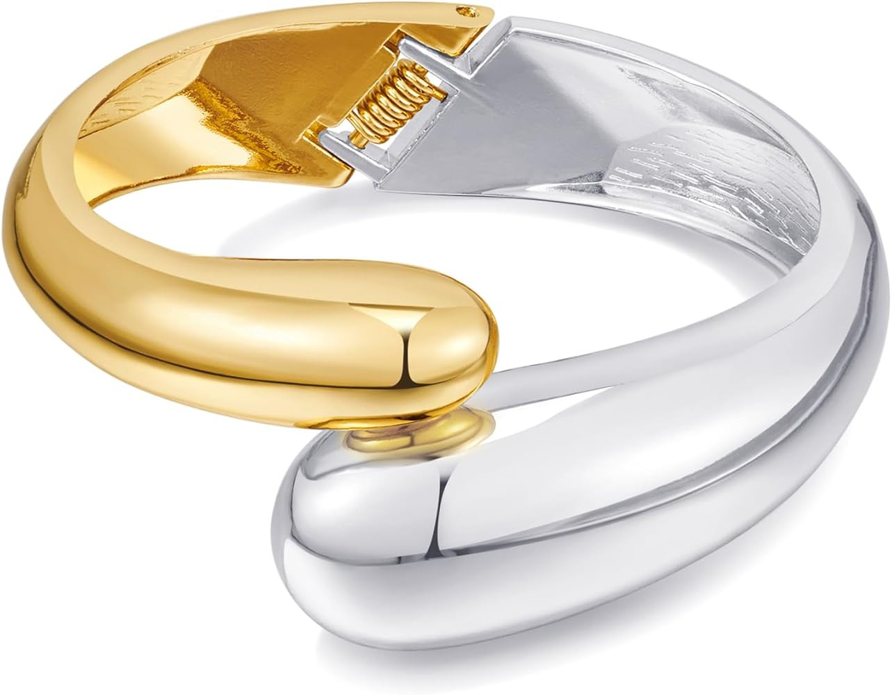 Wide Chunky Gold Bangle Bracelets for Women Trendy Hinged Open Cuff Bangle Bracelet Boho Thick Go... | Amazon (US)