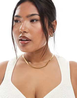 ASOS DESIGN Curve waterproof stainless steel necklace with snake chain detail in gold tone | ASOS | ASOS (Global)