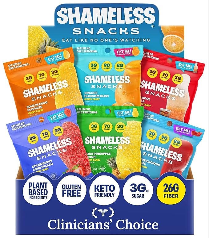 Shameless Snacks Candy Carnival - Sour Gummy Variety Pack & Fruit Snacks | Amazon (US)