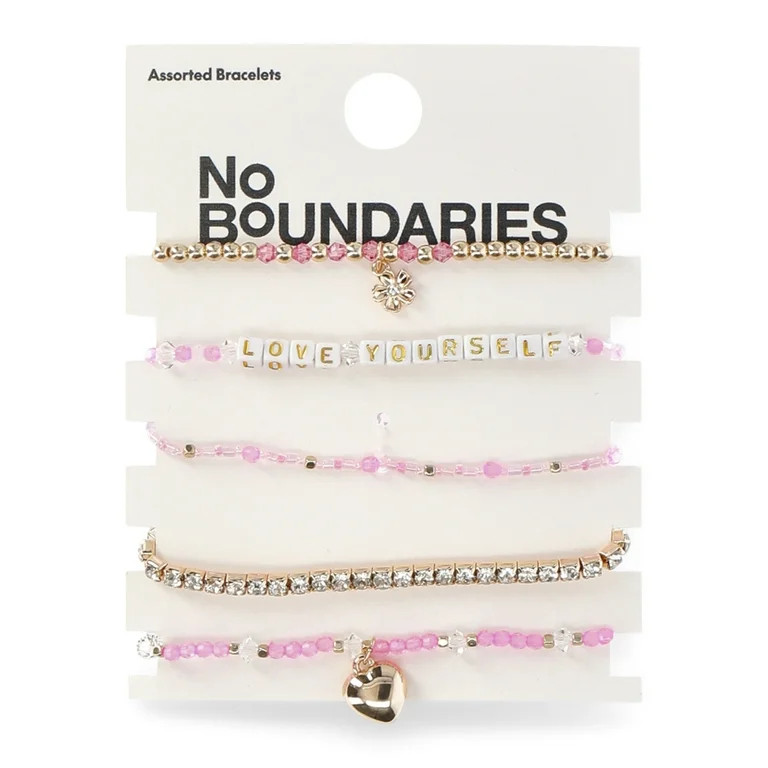 No Boundaries Beaded Word Stretch Bracelet, 5 Piece | Walmart (US)