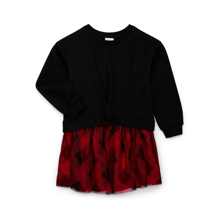 Wonder Nation Toddler Girls Mixed Fabric Tutu Dress, Sizes 12M-5T | Walmart (US)