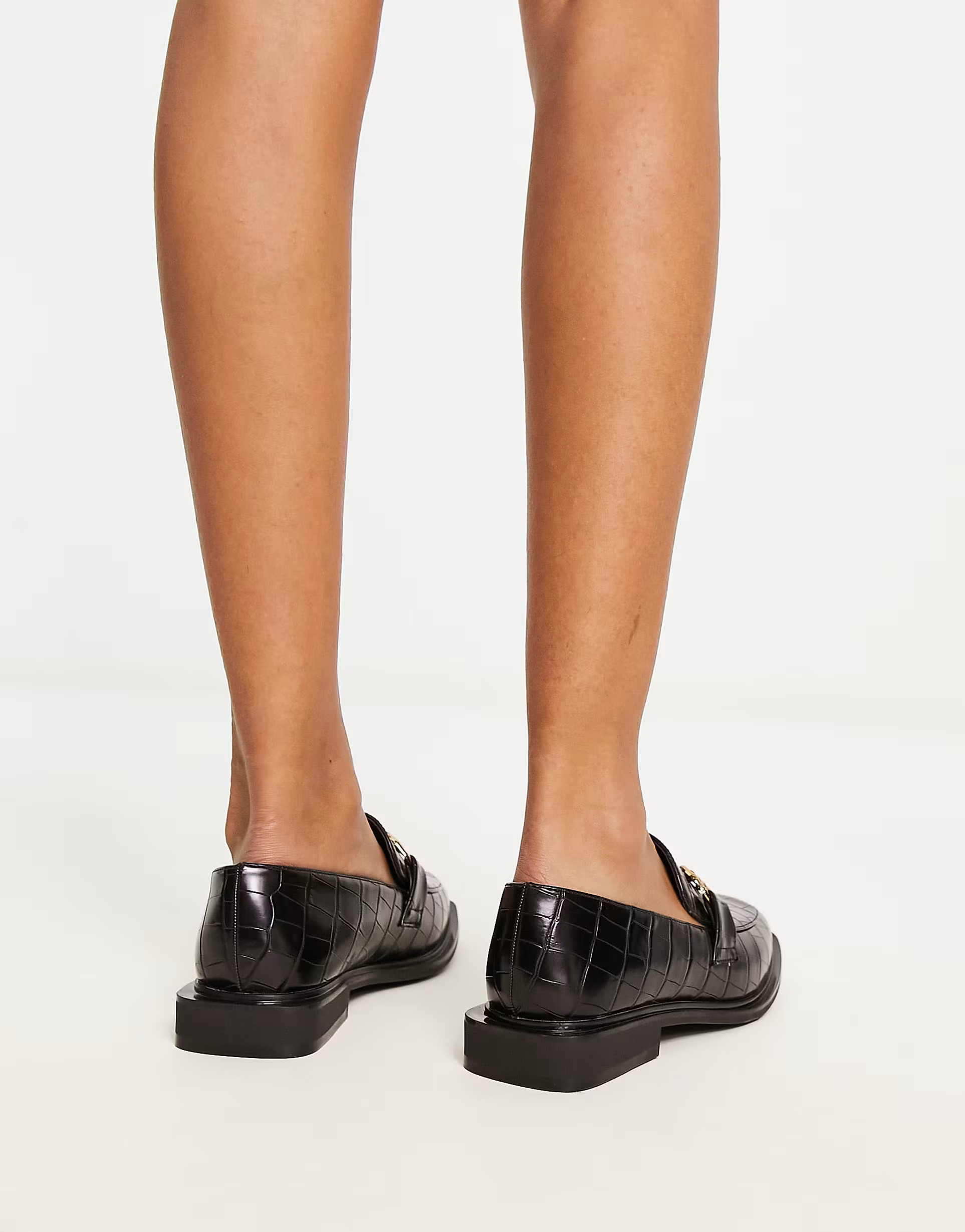 Glamorous Wide Fit horsebit loafers in black croc | ASOS (Global)