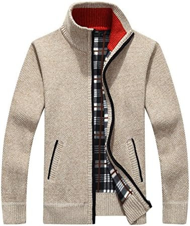 Yeokou Men's Casual Slim Full Zip Thick Knitted Cardigan Sweaters with Pockets | Amazon (US)