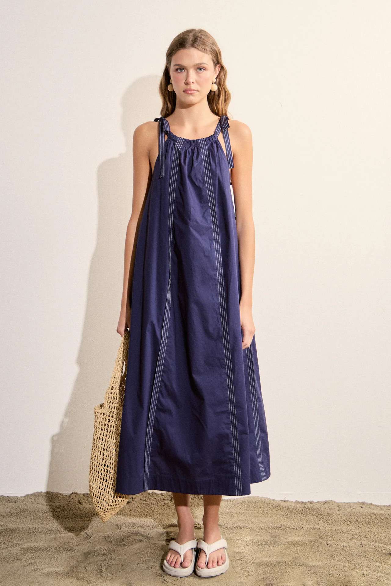 Halter Neck Tie Midi Dress | English Factory
