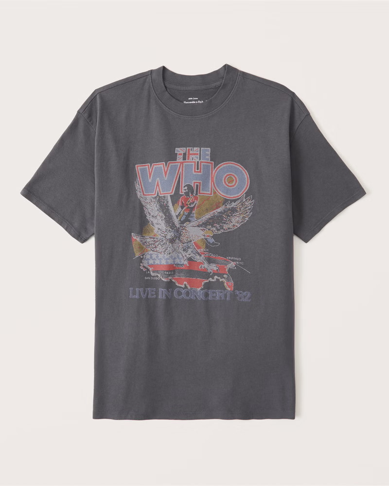 Women's Oversized Boyfriend Def Leppard Graphic Tee | Women's Tops | Abercrombie.com | Abercrombie & Fitch (US)