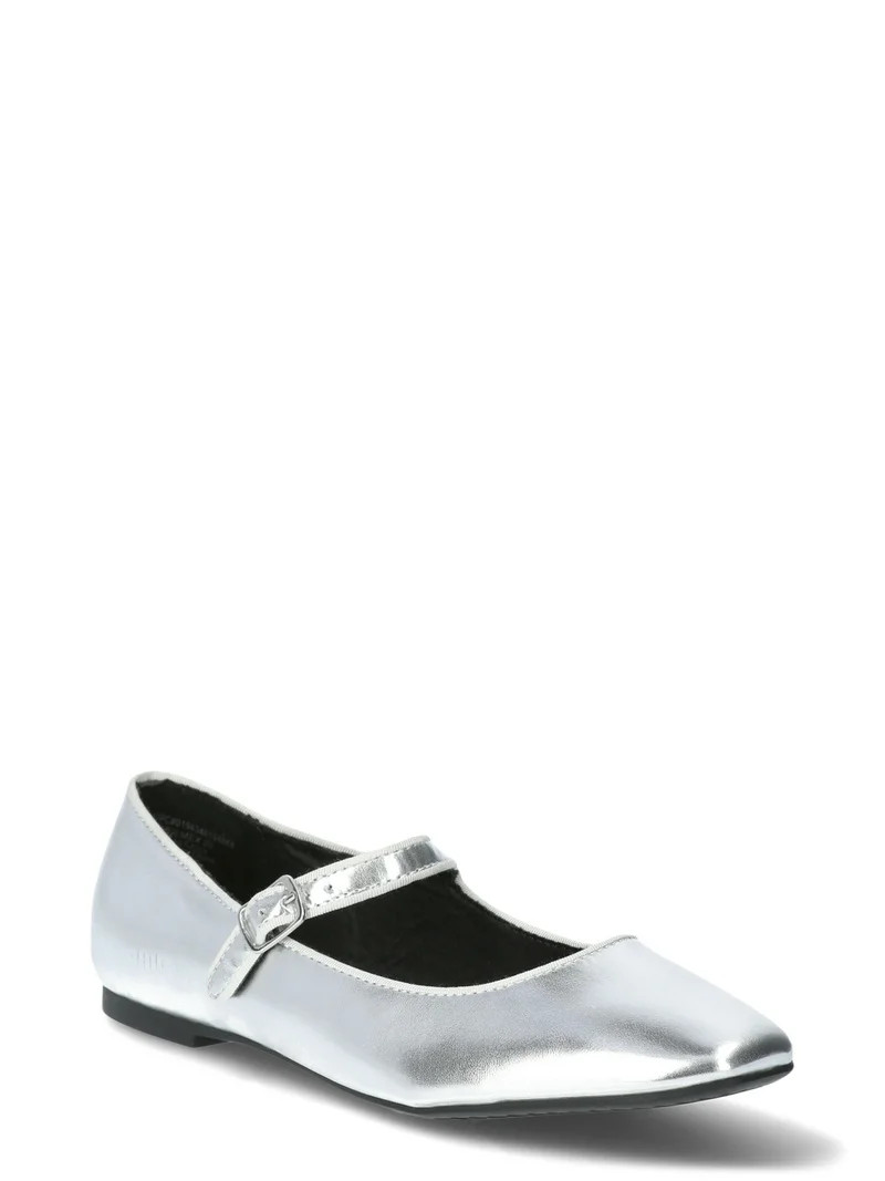 Time and Tru Women's Faux Leather Mary Jane Flats, Wide Width Available | Walmart (US)