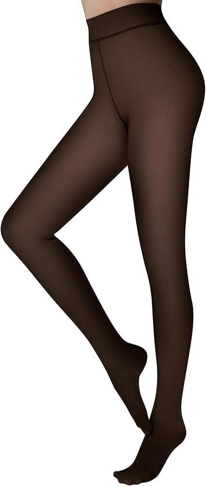 Women's Fleece-Lined Tights, Winter Sheer Thermal Pantyhose Fake Translucent Lifting Hips Legging... | Amazon (US)
