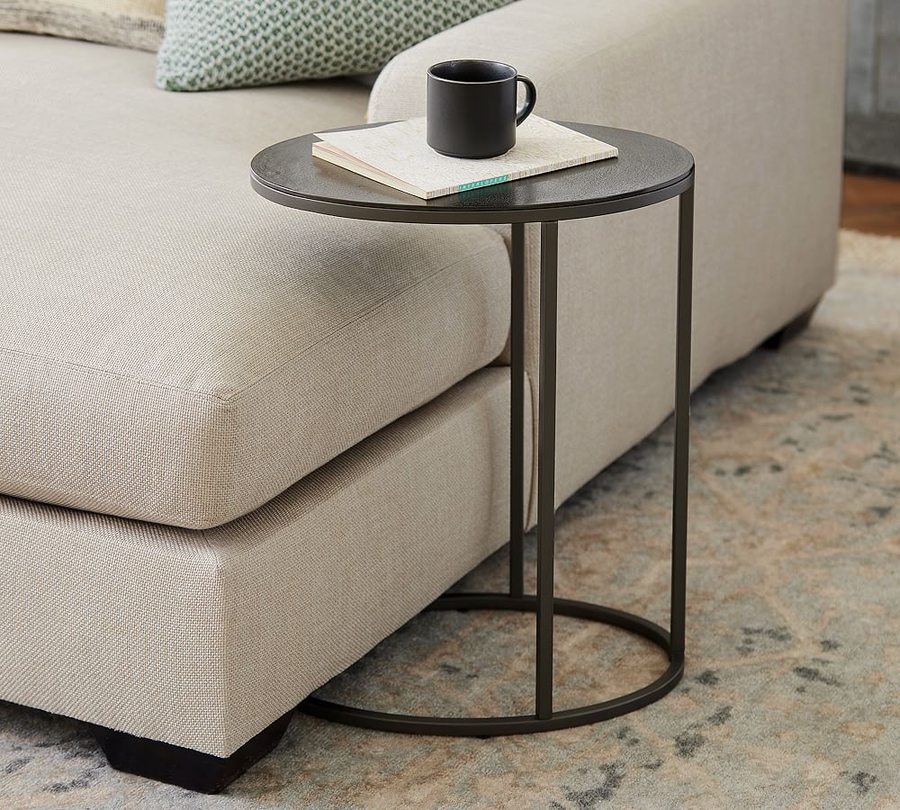 Duke Oval Metal C-Table (13") | Pottery Barn (US)