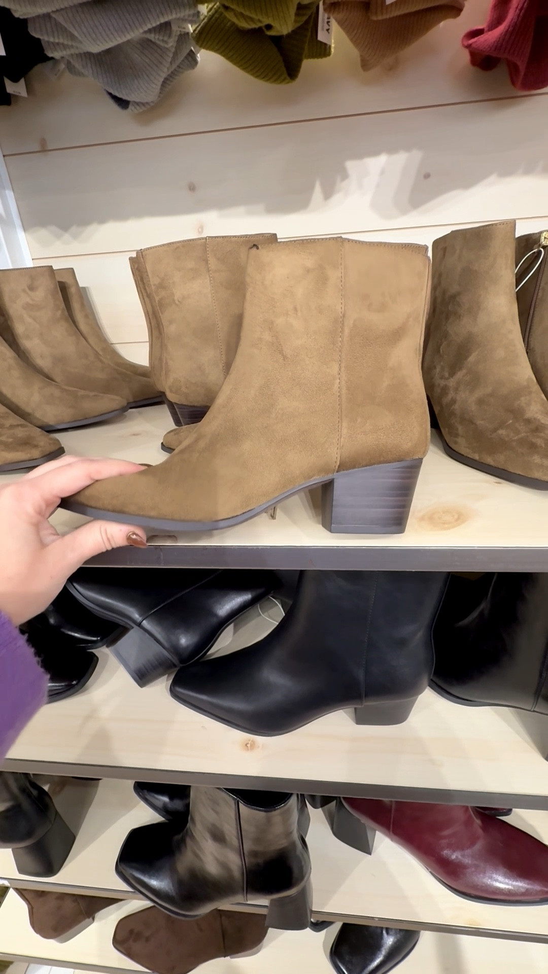 Old Navy booties! Love the green undertone of the suede pair! The black and burgundy ones are beautiful as well but as I mentioned in the video, the green undertone and mixed grains in the heel allow those to go with brown AND black! (They run tts)

#LTKShoeCrush #LTKSaleAlert #LTKStyleTip