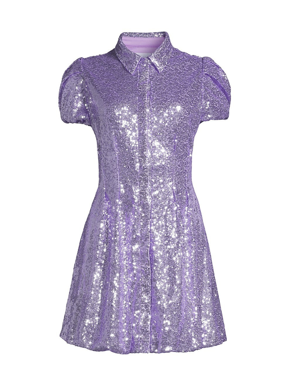 Sequined Puff-Sleeve Shirtdress | Saks Fifth Avenue
