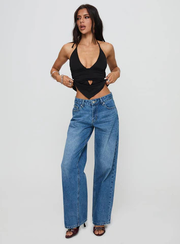 Serenitia Mid Rise Relaxed Jeans Mid Blue Wash | Princess Polly US
