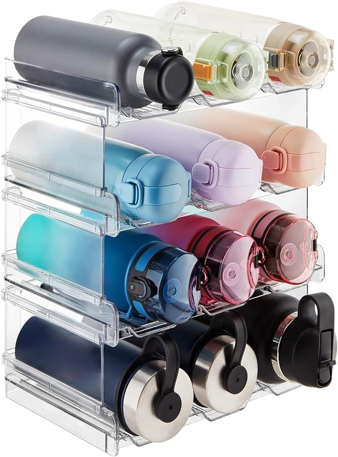 Lifewit Stackable Water Bottle Organizer for Cabinet, Freezer, Pantry - Plastic Cup Holder, Wine ... | Amazon (US)