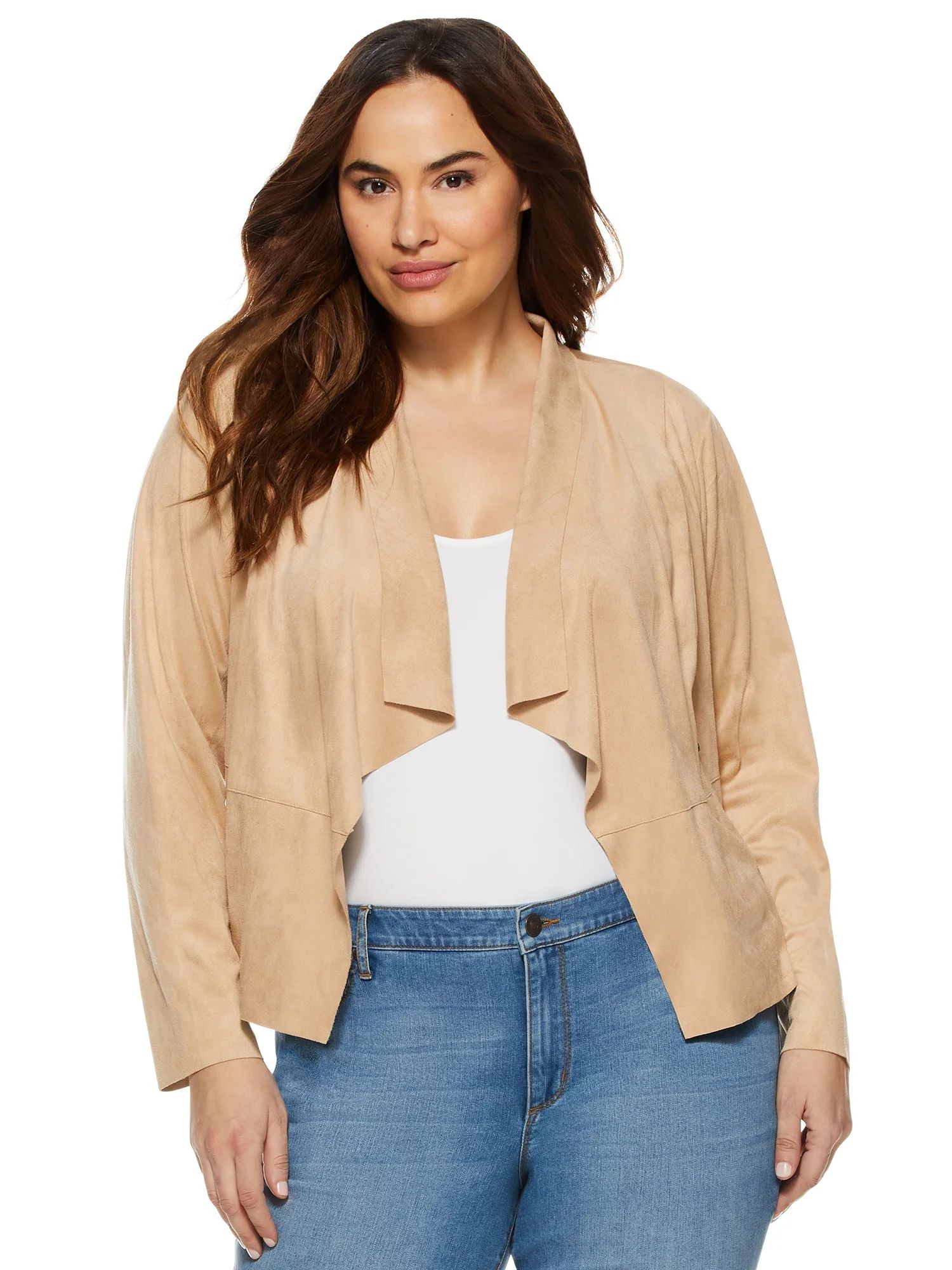 Sofia Jeans by Sofia Vergara Plus Size Faux Suede Moto Jacket | Walmart (US)