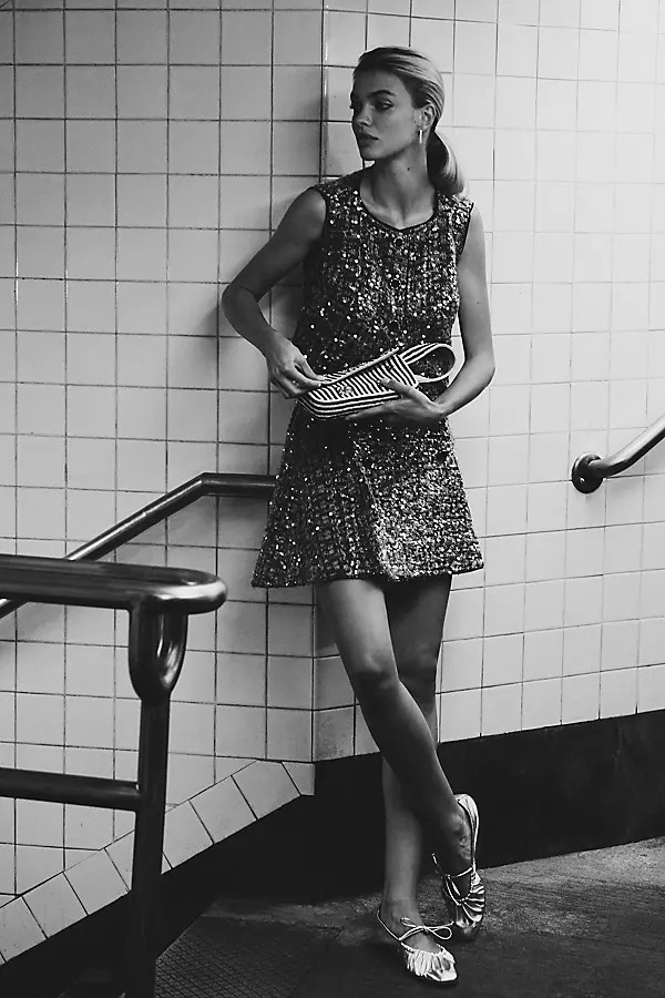 Maeve Sequin Tweed Mini Skirt | Anthropologie (US)