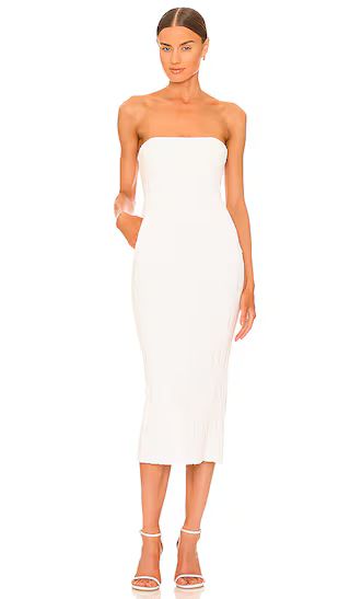 Strapless Midi Dress with Pockets in White | Revolve Clothing (Global)