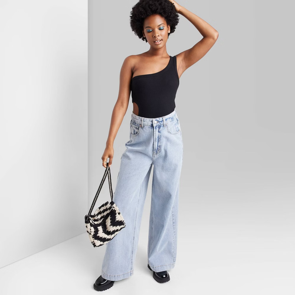 Women's Super-High Rise Shadow Pockets Wide Leg Jeans - Wild Fable Light Wash 18 | Target