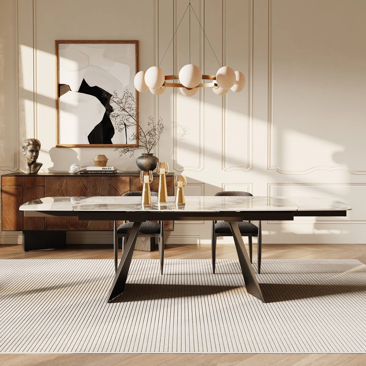 Moiser 65" to 94.5" Extendable Dining Table For 8-10 with Sintered Stone Top | Wayfair North America