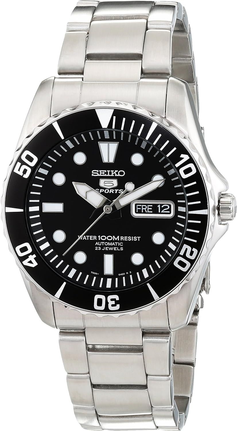 Seiko 5 Automatic Black Dial Stainless Steel Men's Watch SNZF17 | Amazon (US)