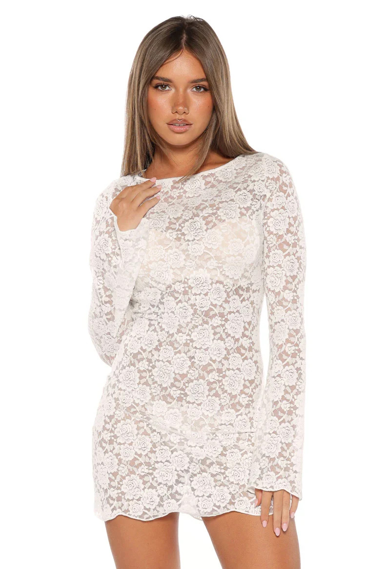 Serina White Lace Mini Dress | Beginning Boutique | Beginning Boutique (US)