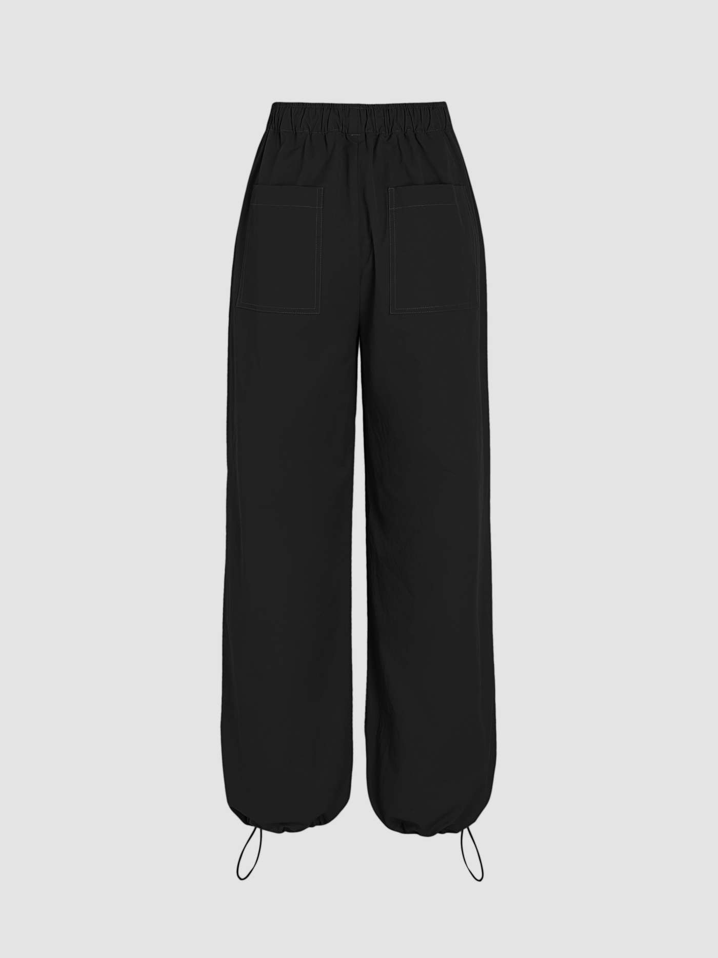 Solid Drawstring Mid Waist Parachute Pants | Cider
