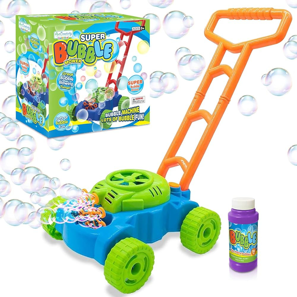 Bubble Lawn Mower for Toddlers 1 2 3 4 5, Bubbles Blowing Push Toys for Kids, Bubble Machine, Out... | Amazon (US)