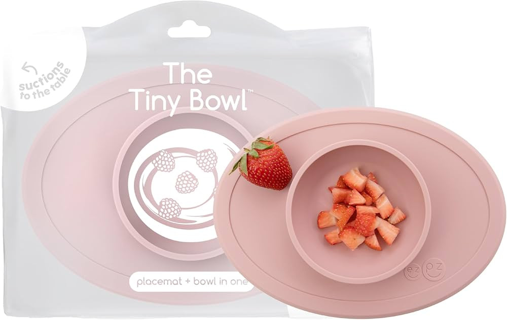 ezpz Tiny Bowl (Blush) - Silicone Suction Placemat + Bowl for Infants - 6 months+ - Baby Led Wean... | Amazon (US)
