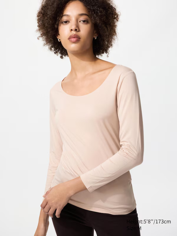 HEATTECH Scoop Neck T-Shirt (Long Sleeve) | UNIQLO (UK)