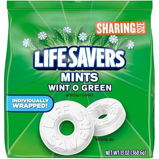 LIFE SAVERS Wint-O-Green Breath Mints Hard Candy, Sharing Size, 13 oz Bag | Amazon (US)