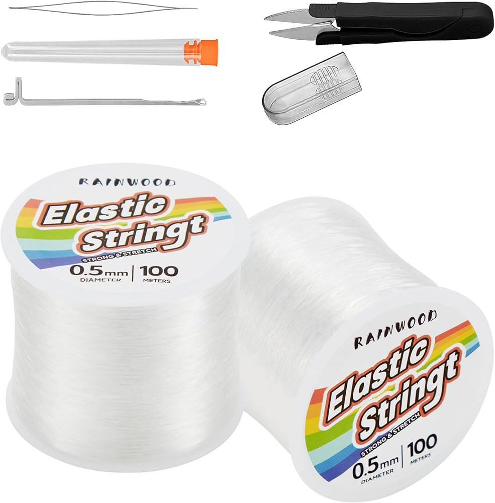 Elastic Bracelet String Cord Kit: 2 Rolls of 200m (0.5mm) Clear Beaded Stretch Cord with Tools - ... | Amazon (CA)