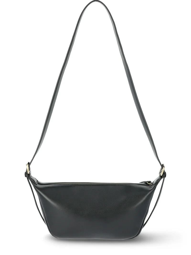 Time and Tru Women's Bean Sling Crossbody Handbag, Black | Walmart (US)