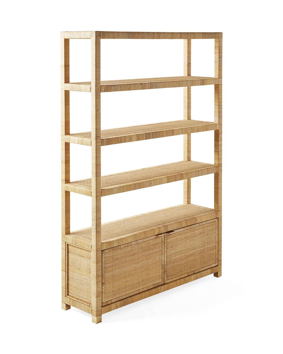 Balboa Rattan Wide Bookshelf | Serena and Lily