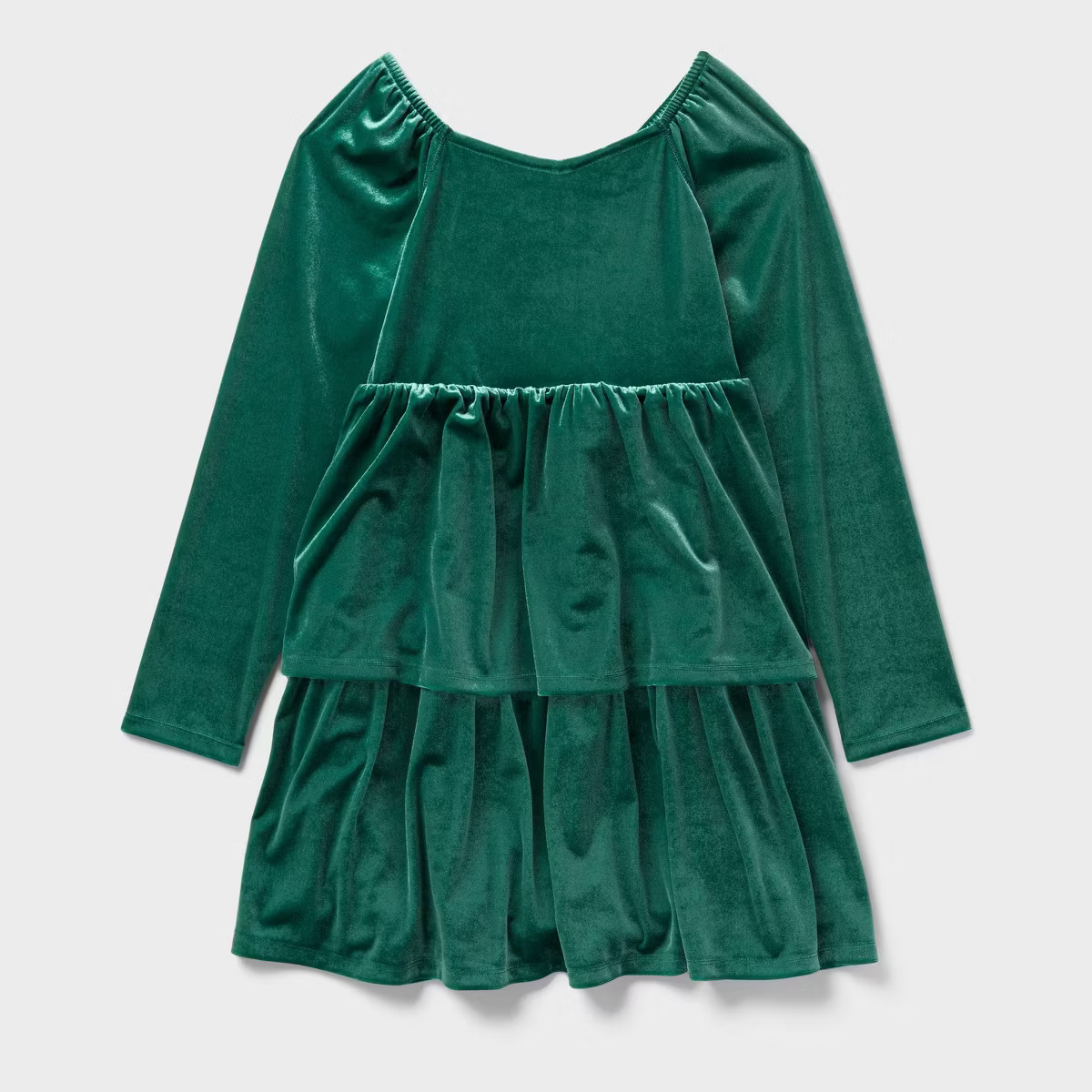 Girls' Adaptive Long Sleeve Velour Dress - Cat & Jack™ Green M | Target