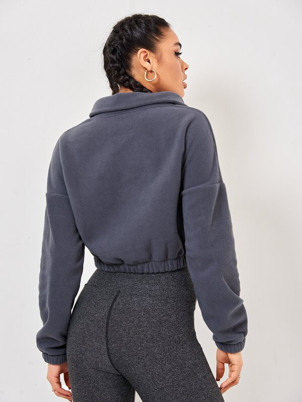 Zipper Half Placket Fleece Sports Sweatshirt | SHEIN