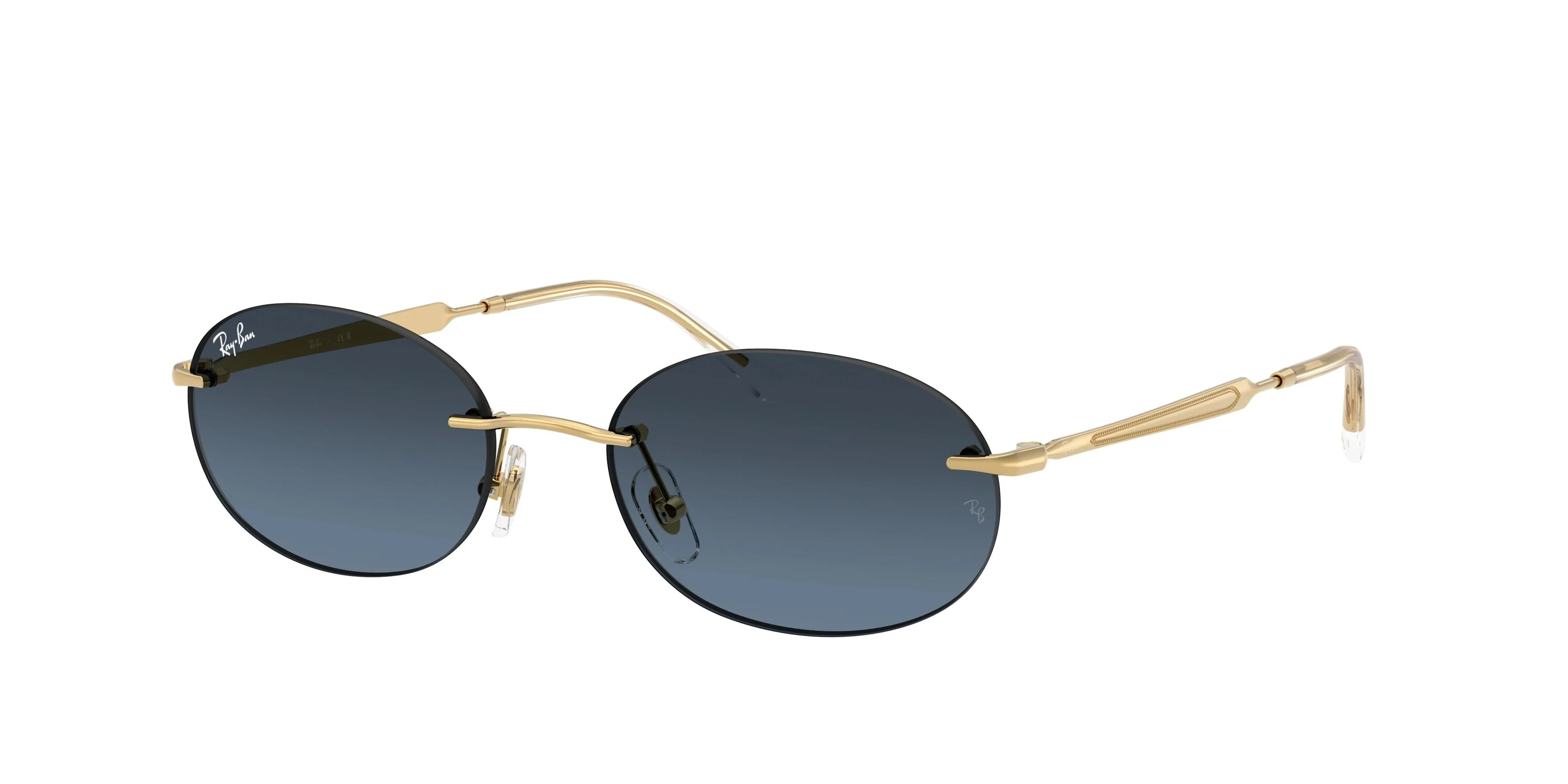 Ray-Ban 3767 Sunglasses 001/4C - Gold - Blue Gradient Dark Grey Unisex Oval | Designer Optics