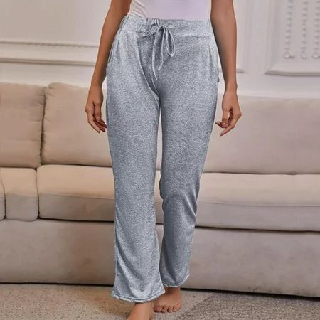Tdoqot Yoga Pants- Fashion Solid Mid Waist Casual Baggy Fit Womens Sweatpants Gray L | Walmart (US)